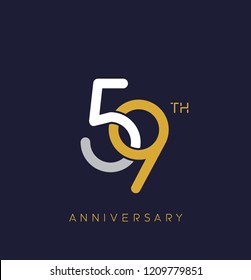 59th anniversary logo.overlapping number with simple monogram color. vector design for greeting card and invitation card.