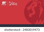 59th anniversary of Singapore independence day red batik banner. 59th Singapore national day 2024 template with 59 logo, social media spot and lion silhouette. Best template for company greeting. 