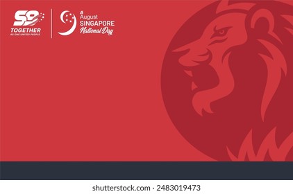 59th anniversary of Singapore independence day red batik banner. 59th Singapore national day 2024 template with 59 logo, social media spot and lion silhouette. Best template for company greeting. 