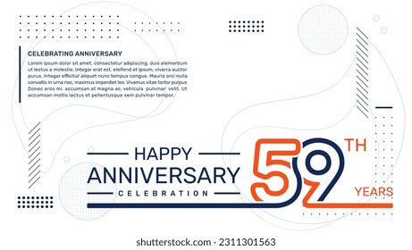 59th anniversary template design with abstract background, vector template