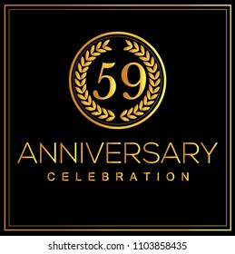 59th gold anniversary celebration logo with golden color vector design