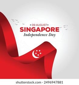 59th Singapore national day celebration design with city landmarks and social media spot. Singapore national day 2024 banner, poster, background, company greeting.