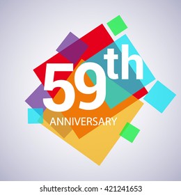 59th years anniversary logo, vector design birthday celebration with colorful geometric isolated on white background.