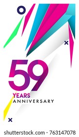 59th years anniversary logo, vector design birthday celebration with colorful geometric isolated on white background.