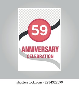 
59th years anniversary vector invitation card.Template of invitational for print on gray background
