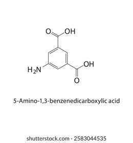 5-Amino-1,3-benzenedicarboxylic acid skeletal structure.Aromatic acid compound schematic illustration. Simple diagram, chemical structure.