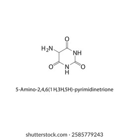 5-Amino-2,4,6(1H,3H,5H)-pyrimidinetrione skeletal structure.Pyrimidinetrione derivative compound schematic illustration. Simple diagram, chemical formula.