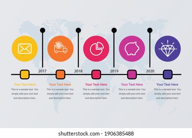 
5circle infographic with abstract timeline vector image