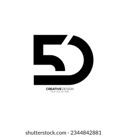 5d creative number with letter abstract business branding monogram logo. 5 logo. D logo