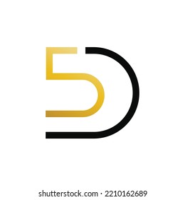 5D letter logo design. Abstract logo design letter 5D