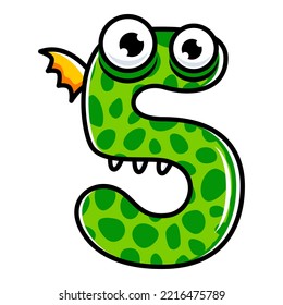 5.Funny Monsters Colorful Numbers, Cute Fantasy Aliens in the Shape of Numerals. Cartoon numbers from 0 to 9 icons are made in the form of human figures with big eyes and face. Arabic numerals. Vector