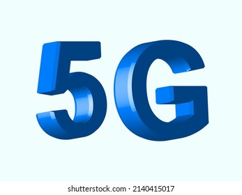 Diseño 5G 3D aislado en un fondo azul claro. Tecnología inalámbrica de red 5G. Ilustración vectorial EPS 10.