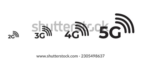 5G, 4G, 3G, 2G vector symbol set isolated on background - new mobile communication technology and smartphone network icons for website, ui, mobile app, banner. 10 eps