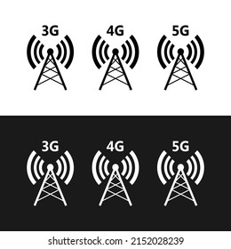5G, 4G, 3G vector symbol set. New mobile communication technology and smartphone network icons for website, ui, mobile app. Vector EPS 10