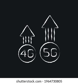 Icono de tiza de conexión 5g y 4g. Internet de alta velocidad. Ilustración personalizable de línea delgada. Símbolo de contorno. Dibujo de contorno aislado del vector.