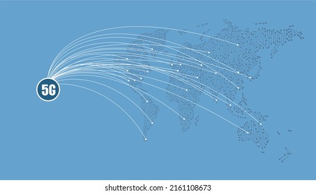 5G 5th generation mobile network wireless Systems in the world.  Wireless Technologies and Mobile Networks