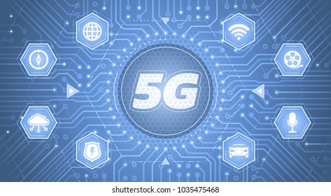 5G - 5th Generation Wireless Systems. Infographical template on the theme of 'Wireless Technologies / Mobile Networks'.