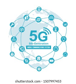 5G (5th-generation high-speed mobile communication system) flat vector  illustration
