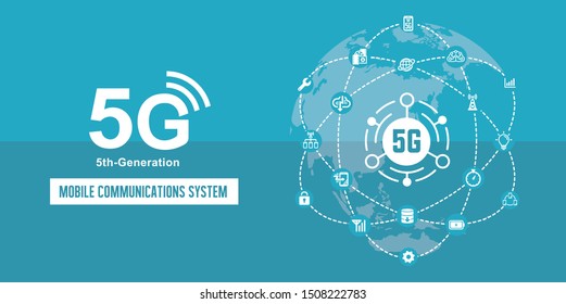 5G (5th-generation high-speed mobile communication system) vector banner illustration
