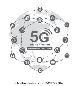 5G (5th-generation high-speed mobile communication system) flat vector  illustration