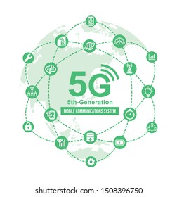 5G (5th-generation high-speed mobile communication system) flat vector  illustration