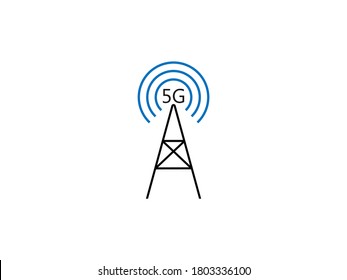 5g, antenna, cell icon. Vector illustration, flat design.