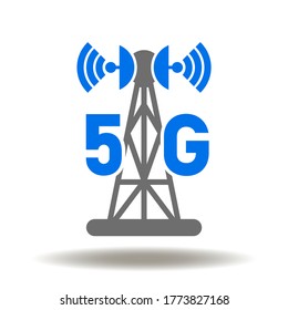 5G Antenna Icon Vector. Mobile Network Fifth Generation Connection Technology Logo.