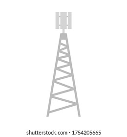 5G antenna tower flat vector illustration isolated on white background. Telecommunication technology.