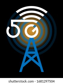 5G antenna vector icon,  5th generation of cellular network technology. Enables Internet of Things.