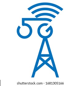 5G antenna vector icon,  5th generation of cellular network technology. Enables Internet of Things.