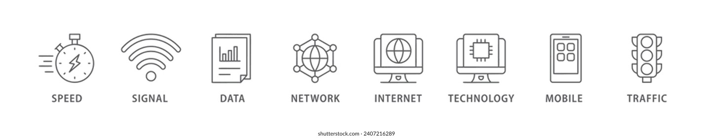 5G banner web icon vector illustration concept with icon of speed, signal, data, network, internet, technology, mobile and traffic