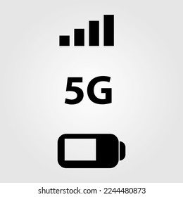 5G bar icon isolated on white background. Status bar symbol modern, simple, vector, icon for website design..eps