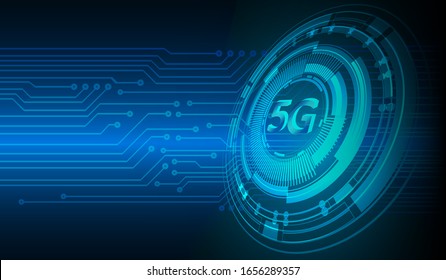 5G Fondo del concepto de tecnología futura del circuito azul