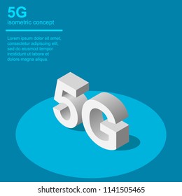 5G broadband cellular network technology vector illustration. Isometric concept.