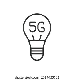 5G bulb icon line design.5g, bulb, icon, mobile, iot, wireless, technology vector illustration.5G bulb editable stroke icon.