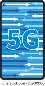 5G characters and flat illustration of smartphone