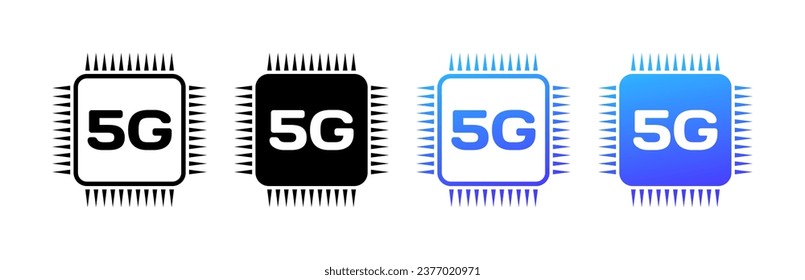 iconos de chips 5G. Distintos estilos, chips 5G, iconos 5G. Iconos del vector