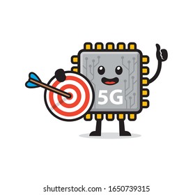 5G chipset processor mascot character design