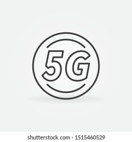 5G Circle vector outline icon. Fifth generation cellular network technology concept linear sign