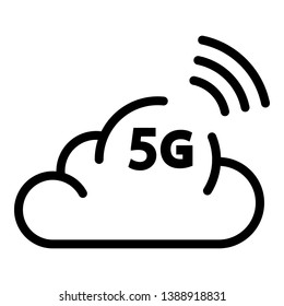 5G cloud icon. Outline 5G cloud vector icon for web design isolated on white background