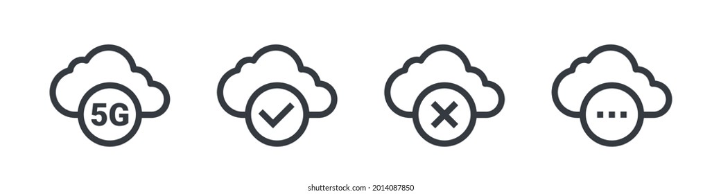5G cloud icons. High speed internet icons. 5G signal icons concept. Vector illustration