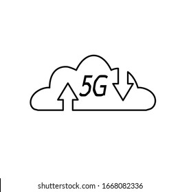 Icono de tecnología en nube 5G. Icono vectorial de tecnología en nube 5G para diseño web