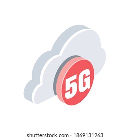5G Cloud. Vector 3d isometric, color web icon set, new flat style. Creative illustration, idea for infographics.