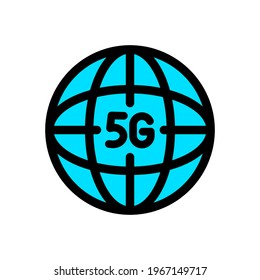 Icono de vector de color 5g. Símbolo o logotipo de conexión a Internet en red. Ilustración vectorial de stock en estilo sencillo