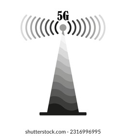 Icono de la antena de comunicación 5g. Ilustración vectorial. Imagen de stock.