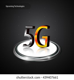 5g communication telecoms metallic logo technology innovation concept