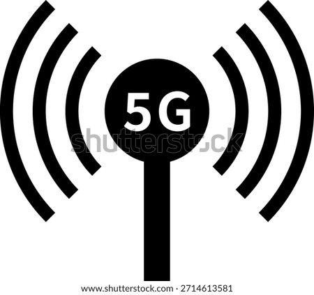5G communication tower, antenna, base station icons