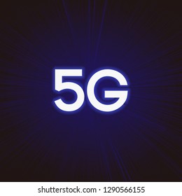 5G concept banner on bright background - new mobile communication technology and smartphone network symbol for website, ui, mobile app. 10 eps