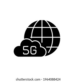5g connection glyph icon. High speed internet. Thin line customizable illustration. Contour symbol. Vector isolated outline drawing.