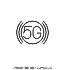 5G connection line icon. linear style sign for mobile concept and web design. 5g signal outline vector icon. Symbol, logo illustration. Vector graphics
